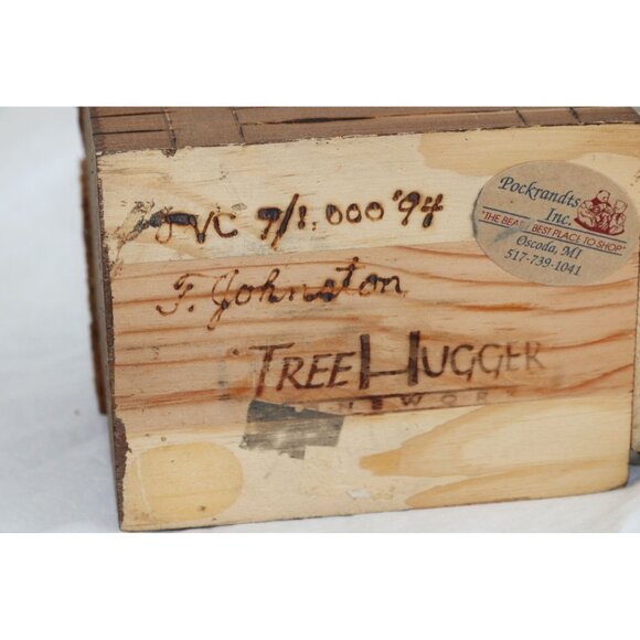 Vintage "Home With Stone Chimney" Stone Folk Art Work T. Johnston Tree Hugger JV - Picture 2 of 5